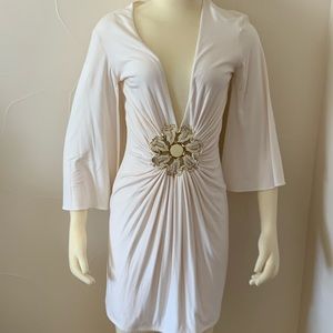 Sky Brand Ivory Bling Open Bellsleeve Dress M